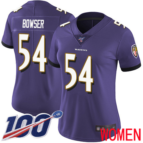 Baltimore Ravens Limited Purple Women Tyus Bowser Home Jersey NFL Football #54 100th Season Vapor Untouchable->baltimore ravens->NFL Jersey